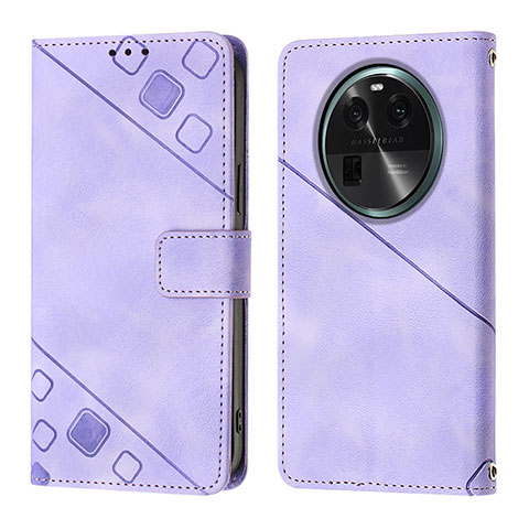 Funda de Cuero Cartera con Soporte Carcasa YB3 para Oppo Find X6 5G Morado