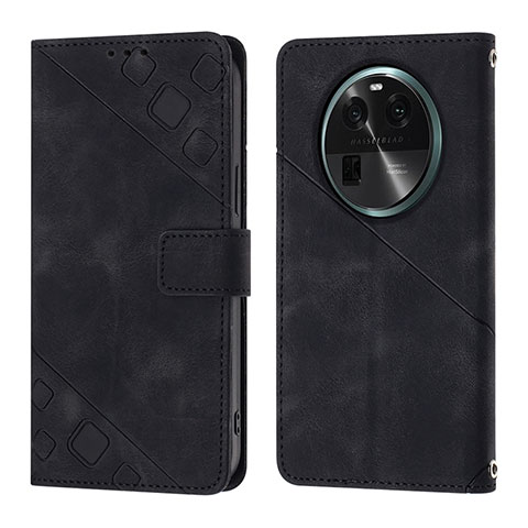 Funda de Cuero Cartera con Soporte Carcasa YB3 para Oppo Find X6 5G Negro