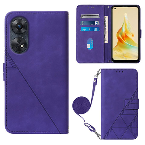 Funda de Cuero Cartera con Soporte Carcasa YB3 para Oppo Reno8 T 4G Morado