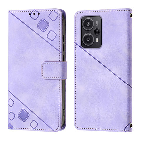 Funda de Cuero Cartera con Soporte Carcasa YB3 para Xiaomi Poco F5 5G Morado