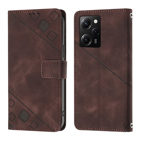 Funda de Cuero Cartera con Soporte Carcasa YB3 para Xiaomi Poco X5 Pro 5G Marron