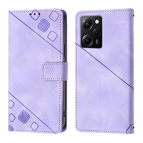 Funda de Cuero Cartera con Soporte Carcasa YB3 para Xiaomi Poco X5 Pro 5G Morado