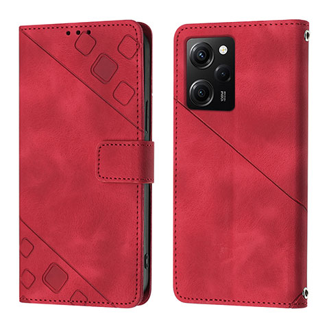 Funda de Cuero Cartera con Soporte Carcasa YB3 para Xiaomi Poco X5 Pro 5G Rojo