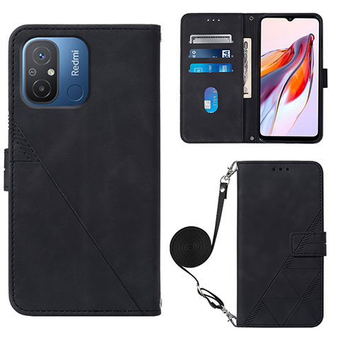 Funda de Cuero Cartera con Soporte Carcasa YB3 para Xiaomi Redmi 12C 4G Negro