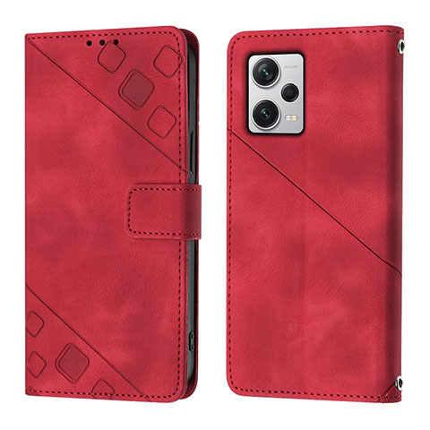 Funda de Cuero Cartera con Soporte Carcasa YB3 para Xiaomi Redmi Note 12 Explorer Rojo
