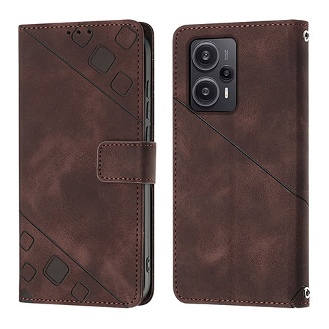 Funda de Cuero Cartera con Soporte Carcasa YB3 para Xiaomi Redmi Note 12 Turbo 5G Marron