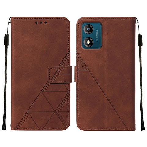 Funda de Cuero Cartera con Soporte Carcasa YB4 para Motorola Moto E13 Marron