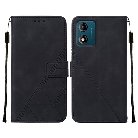 Funda de Cuero Cartera con Soporte Carcasa YB4 para Motorola Moto E13 Negro