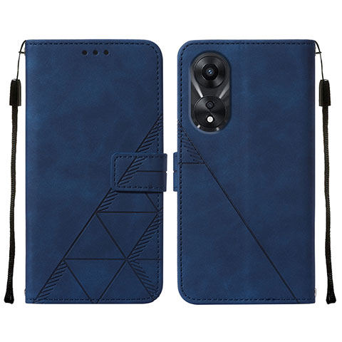 Funda de Cuero Cartera con Soporte Carcasa YB4 para Oppo A58 5G Azul