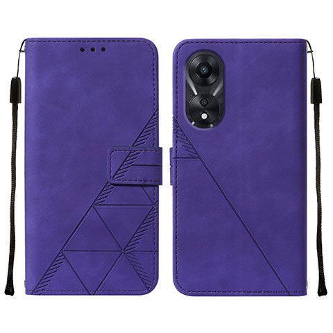 Funda de Cuero Cartera con Soporte Carcasa YB4 para Oppo A58 5G Morado