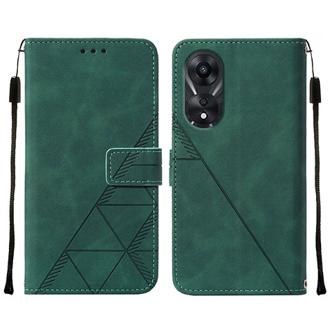 Funda de Cuero Cartera con Soporte Carcasa YB4 para Oppo A58 5G Verde