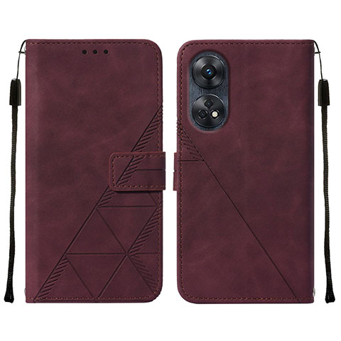 Funda de Cuero Cartera con Soporte Carcasa YB4 para Oppo Reno8 T 4G Rojo