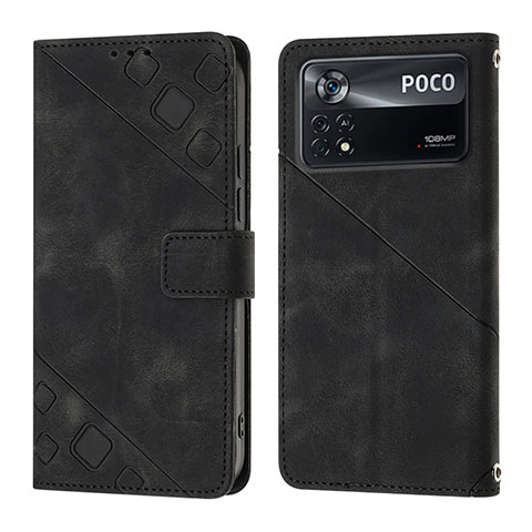 Funda de Cuero Cartera con Soporte Carcasa YB4 para Xiaomi Poco X4 Pro 5G Negro