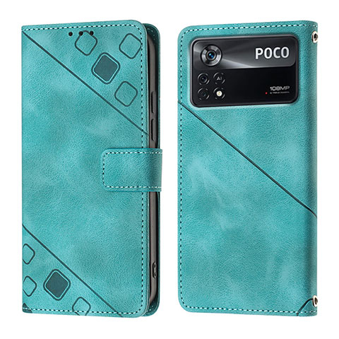 Funda de Cuero Cartera con Soporte Carcasa YB4 para Xiaomi Poco X4 Pro 5G Verde