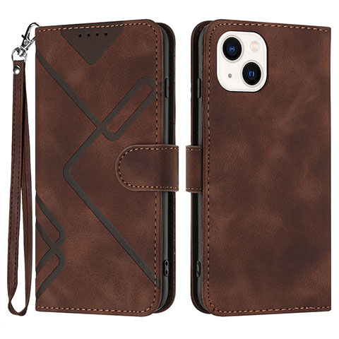 Funda de Cuero Cartera con Soporte Carcasa YX1 para Apple iPhone 13 Marron