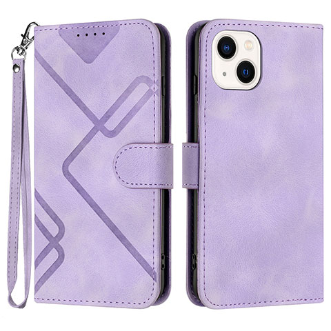 Funda de Cuero Cartera con Soporte Carcasa YX1 para Apple iPhone 13 Purpura Claro