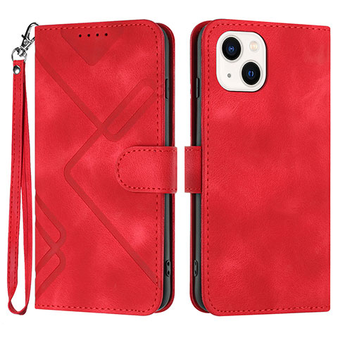 Funda de Cuero Cartera con Soporte Carcasa YX1 para Apple iPhone 13 Rojo Rosa