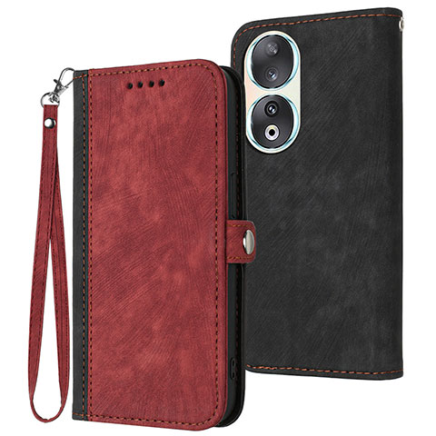 Funda de Cuero Cartera con Soporte Carcasa YX1 para Huawei Honor 90 5G Rojo