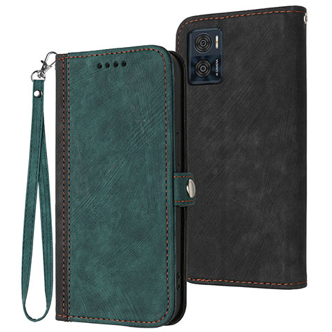 Funda de Cuero Cartera con Soporte Carcasa YX1 para Motorola Moto E22i Verde