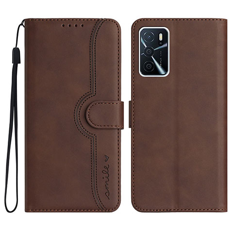 Funda de Cuero Cartera con Soporte Carcasa YX1 para Oppo A16 Marron