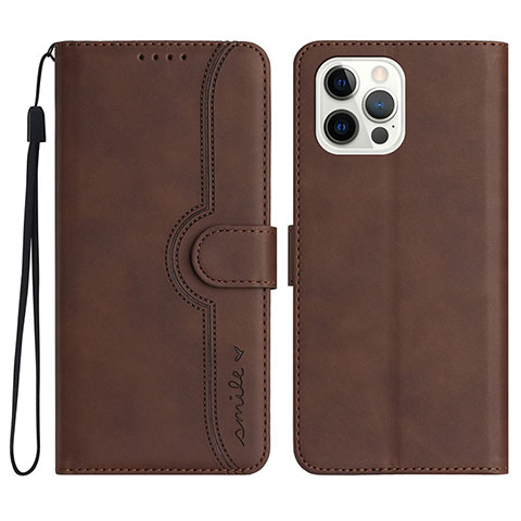 Funda de Cuero Cartera con Soporte Carcasa YX2 para Apple iPhone 13 Pro Marron