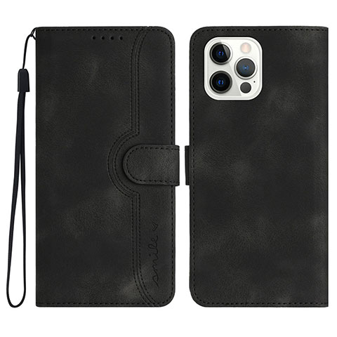 Funda de Cuero Cartera con Soporte Carcasa YX2 para Apple iPhone 13 Pro Max Negro