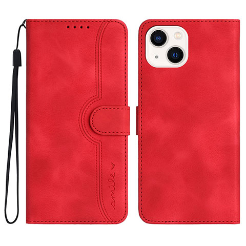 Funda de Cuero Cartera con Soporte Carcasa YX2 para Apple iPhone 14 Plus Rojo Rosa