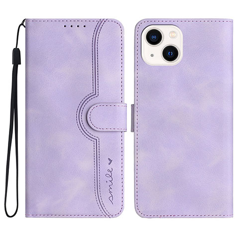 Funda de Cuero Cartera con Soporte Carcasa YX2 para Apple iPhone 14 Purpura Claro