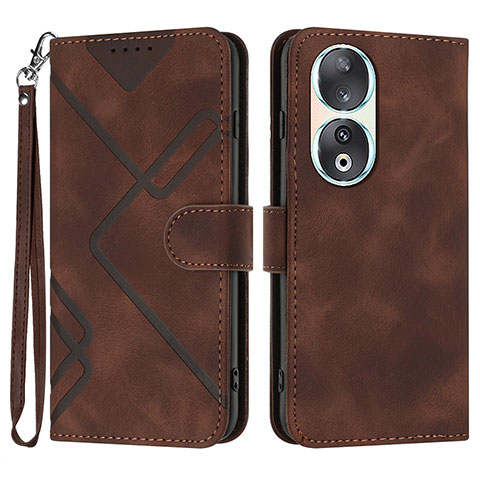 Funda de Cuero Cartera con Soporte Carcasa YX2 para Huawei Honor 90 5G Marron