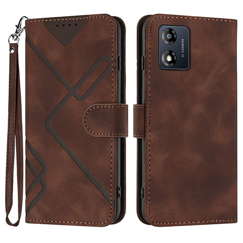 Funda de Cuero Cartera con Soporte Carcasa YX2 para Motorola Moto E13 Marron