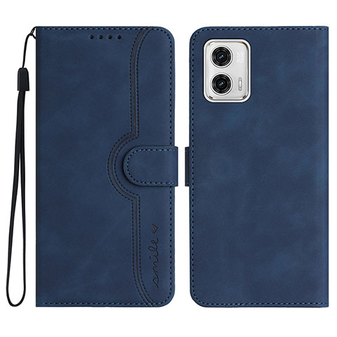 Funda de Cuero Cartera con Soporte Carcasa YX2 para Motorola Moto G73 5G Azul