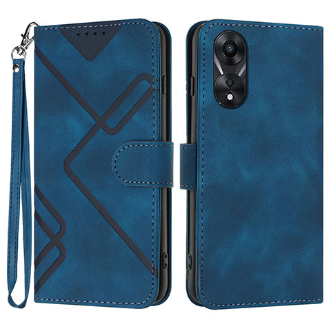 Funda de Cuero Cartera con Soporte Carcasa YX2 para Oppo A18 Azul