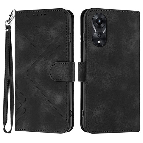 Funda de Cuero Cartera con Soporte Carcasa YX2 para Oppo A18 Negro