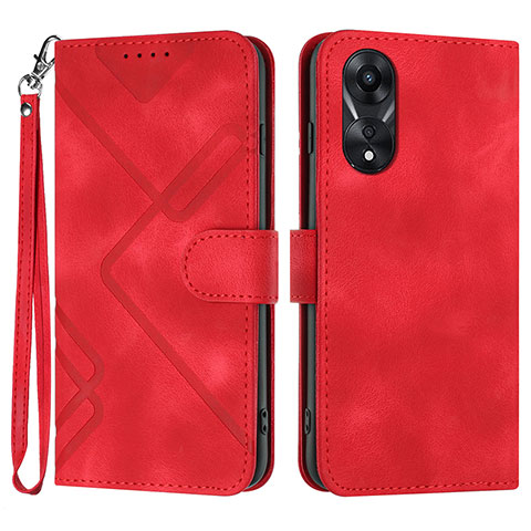 Funda de Cuero Cartera con Soporte Carcasa YX2 para Oppo A18 Rojo