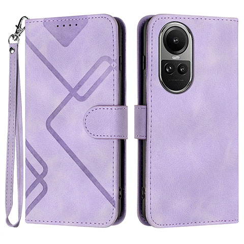 Funda de Cuero Cartera con Soporte Carcasa YX2 para Oppo Reno10 5G Morado