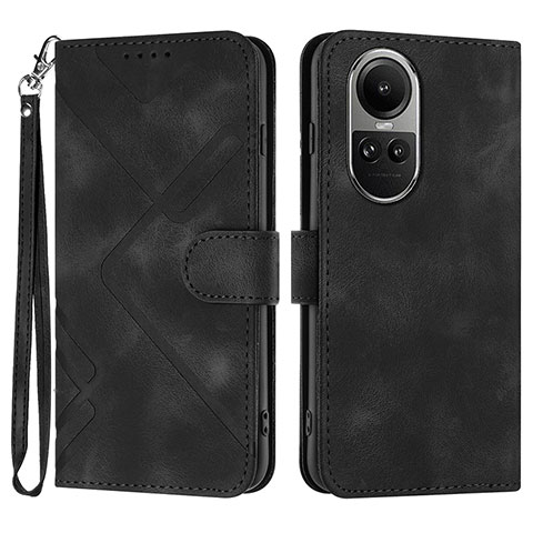 Funda de Cuero Cartera con Soporte Carcasa YX2 para Oppo Reno10 5G Negro