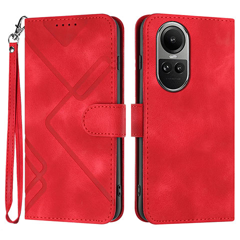 Funda de Cuero Cartera con Soporte Carcasa YX2 para Oppo Reno10 5G Rojo