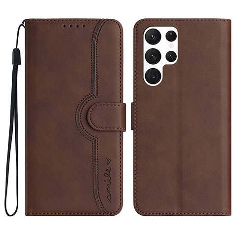 Funda de Cuero Cartera con Soporte Carcasa YX2 para Samsung Galaxy S22 Ultra 5G Marron