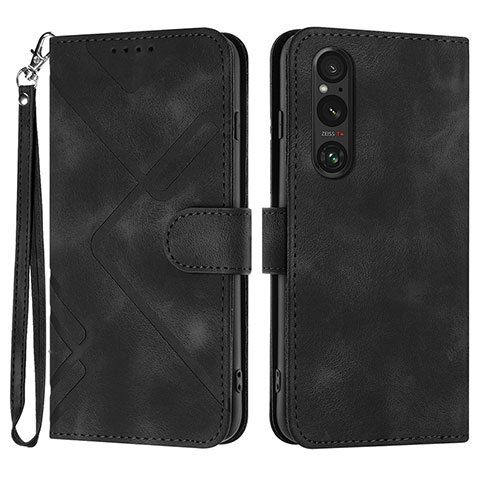 Funda de Cuero Cartera con Soporte Carcasa YX2 para Sony Xperia 1 V Negro