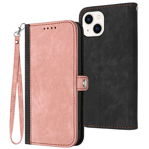 Funda de Cuero Cartera con Soporte Carcasa YX3 para Apple iPhone 14 Plus Oro Rosa