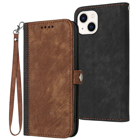 Funda de Cuero Cartera con Soporte Carcasa YX3 para Apple iPhone 15 Plus Marron