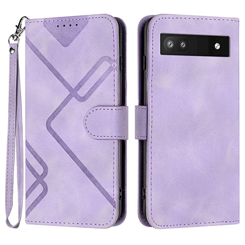 Funda de Cuero Cartera con Soporte Carcasa YX3 para Google Pixel 6a 5G Morado