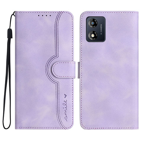 Funda de Cuero Cartera con Soporte Carcasa YX3 para Motorola Moto E13 Morado