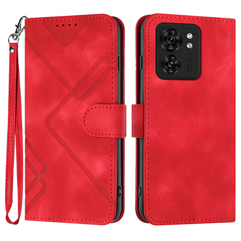 Funda de Cuero Cartera con Soporte Carcasa YX3 para Motorola Moto Edge (2023) 5G Rojo