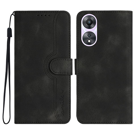 Funda de Cuero Cartera con Soporte Carcasa YX3 para Oppo A18 Negro