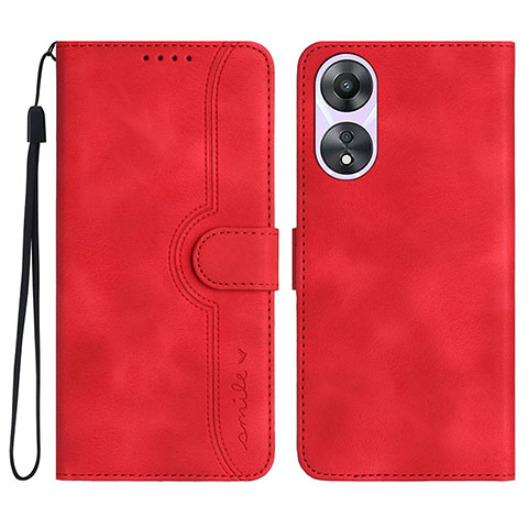 Funda de Cuero Cartera con Soporte Carcasa YX3 para Oppo A18 Rojo