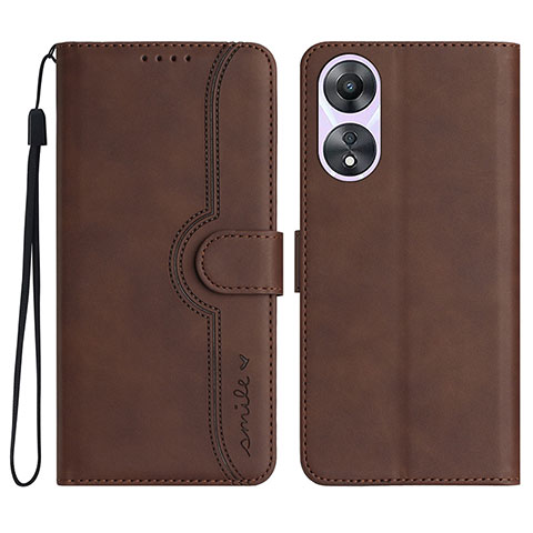 Funda de Cuero Cartera con Soporte Carcasa YX3 para Oppo A58 4G Marron