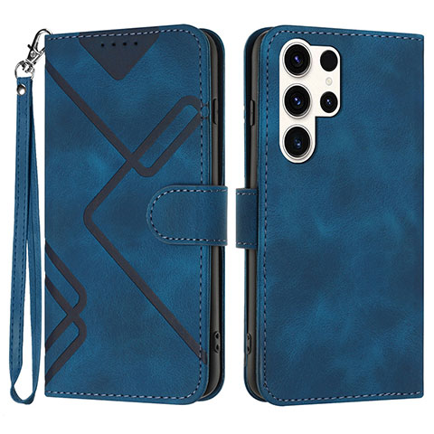 Funda de Cuero Cartera con Soporte Carcasa YX3 para Samsung Galaxy S22 Ultra 5G Azul