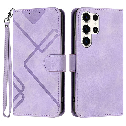 Funda de Cuero Cartera con Soporte Carcasa YX3 para Samsung Galaxy S23 Ultra 5G Morado