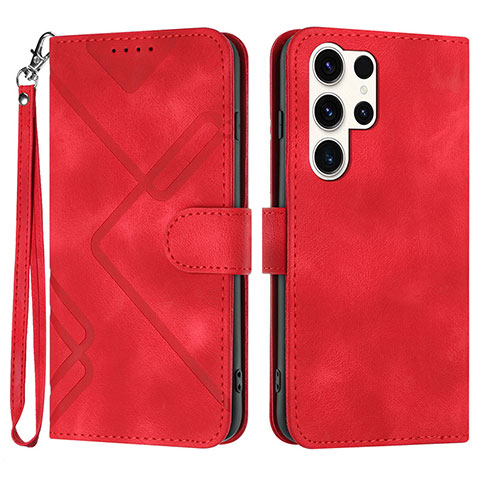 Funda de Cuero Cartera con Soporte Carcasa YX3 para Samsung Galaxy S24 Ultra 5G Rojo